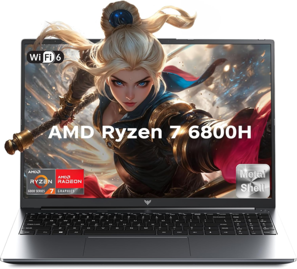 ACEMAGIC Laptop 2025, portátil con AMD Ryzen 7 6800H (8C/16T, hasta 4.7 GHz), 16 GB DDR5 512 GB NVMe SSD Windows 11, pantalla FHD de 16 pulgadas, WiFi 6, KB retroiluminado