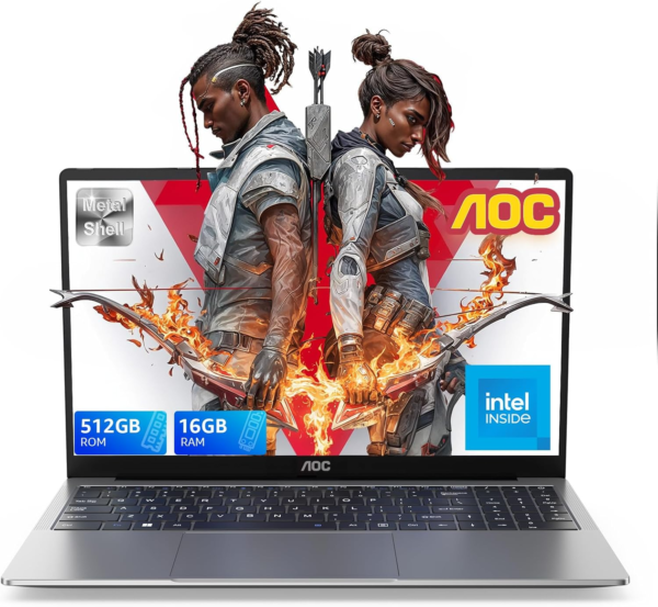 Computadora portátil de 15.6 pulgadas, pantalla IPS Full HD con procesador N97 (hasta 3.6 GHz), portátiles de trabajo, 16 GB de RAM, 512 GB SSD, Windows 11, computadora portátil de negocios