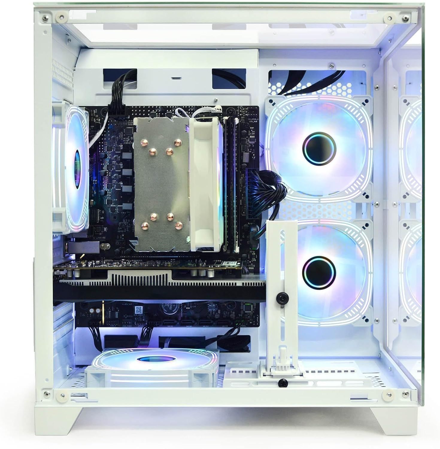 Computadora de escritorio color blanco para juegos Intel Core I5-12400F de 6 núcleos de 2.5 GHz, RTX 4060 8G, RAM DDR4 de 32 G, SSD NVME de 1 TB, computadora de torre para juegos preconstruida para el hogar
