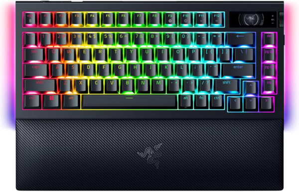 Razer BlackWidow V4 Pro 75% Wireless Gaming Keyboard: OLED Display - True 4K Hz Wireless - Bluetooth - Hot Swappable - Orange Tactile Switches - Command Dial Snap Tap - Chroma RGB - Wrist Rest