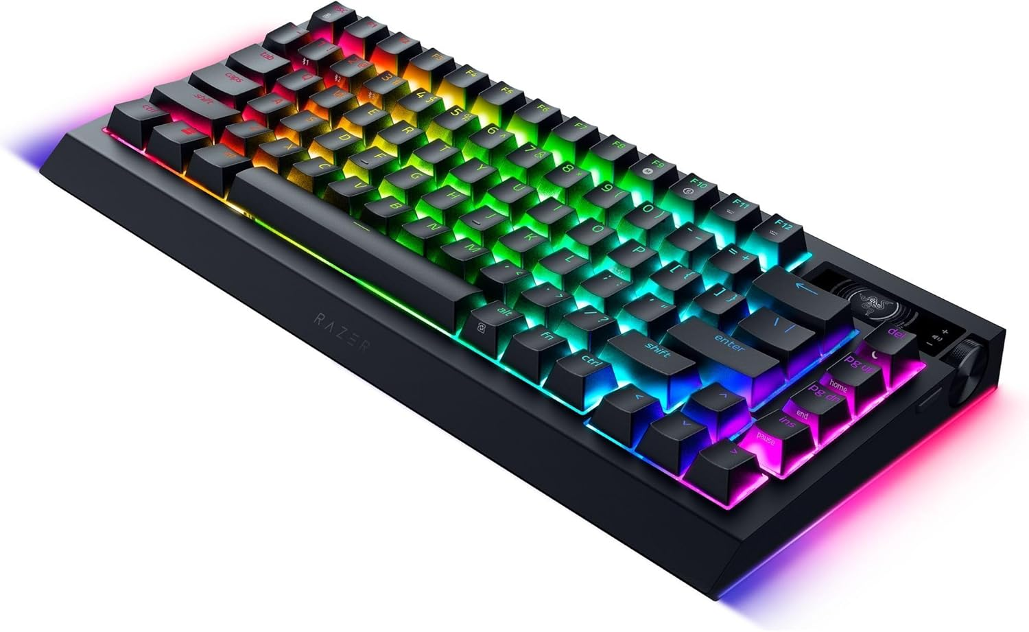 Razer BlackWidow V4 Pro 75% Wireless Gaming Keyboard: OLED Display – True 4K Hz Wireless – Bluetooth – Hot Swappable – Orange Tactile Switches – Command Dial Snap Tap – Chroma RGB – Wrist Rest